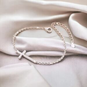 NEW 18k White gold plated chain cross Christian bracelet charm jewelry B21